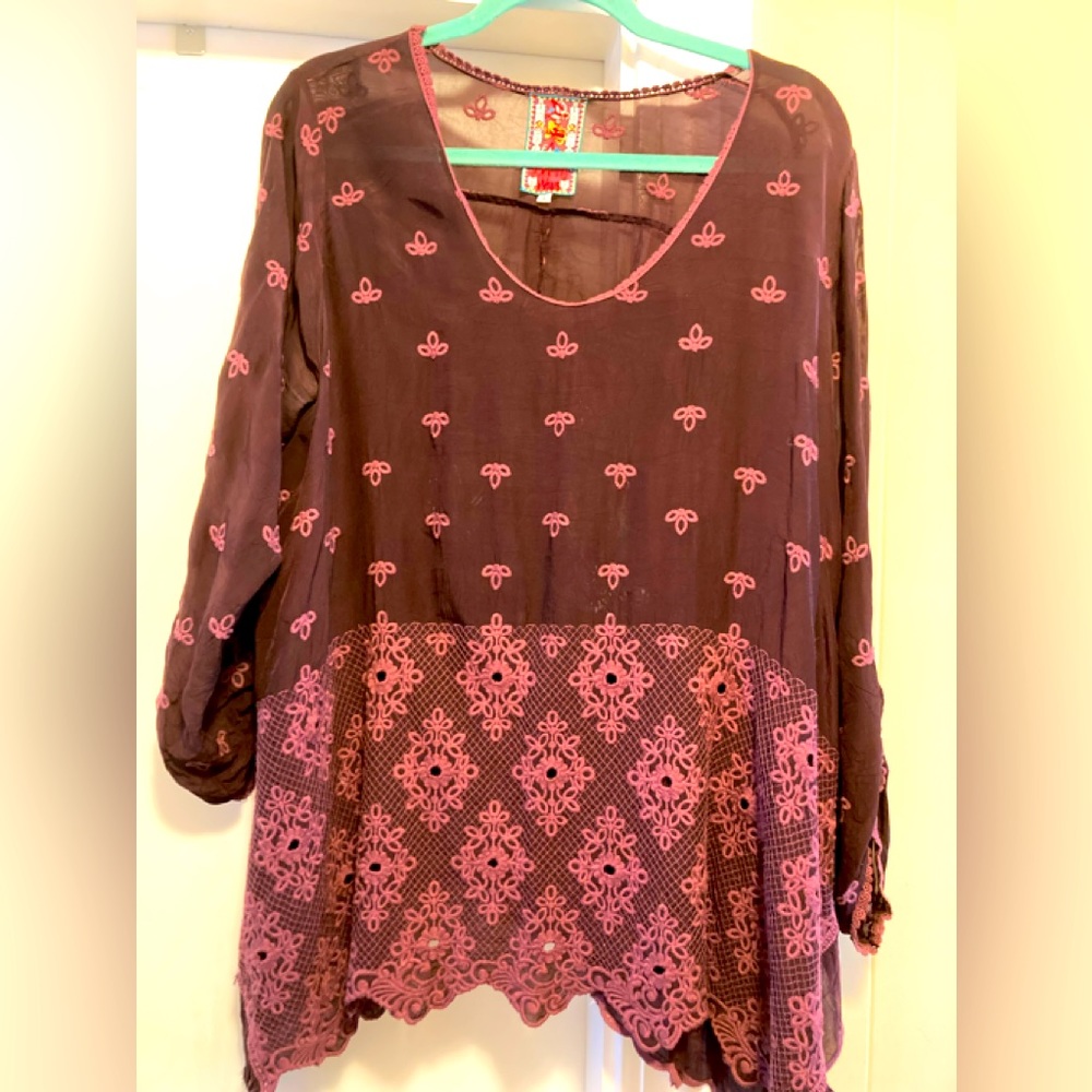 Johnny Was Blouse Embroidered Large
